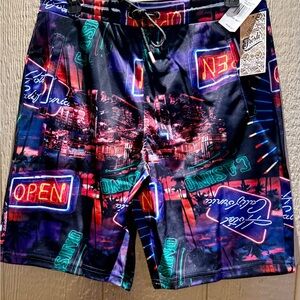 Fresh Prints of Bel-Air Men’s Graphic Shorts Neon City Print Size Medium NWT